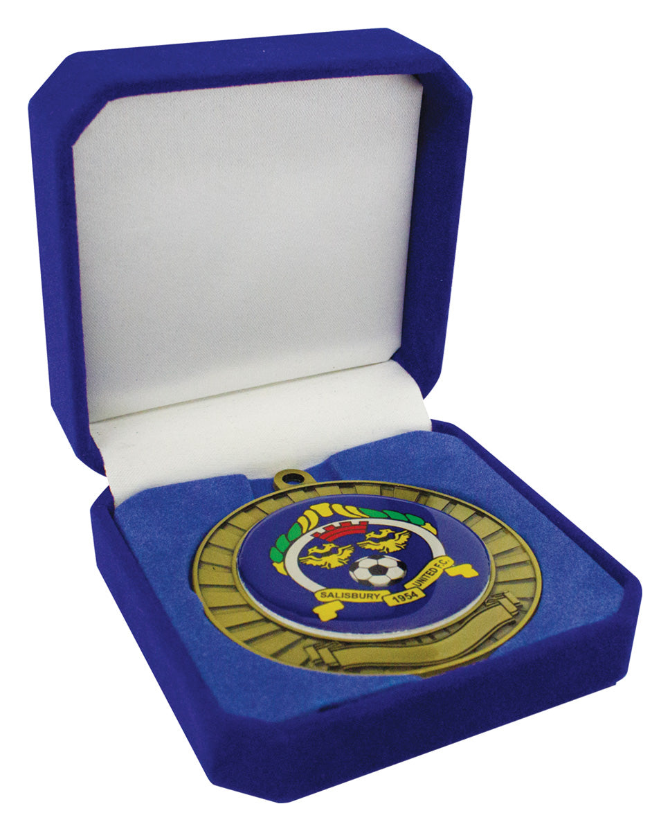 Crown Medal Box Blue 90mm