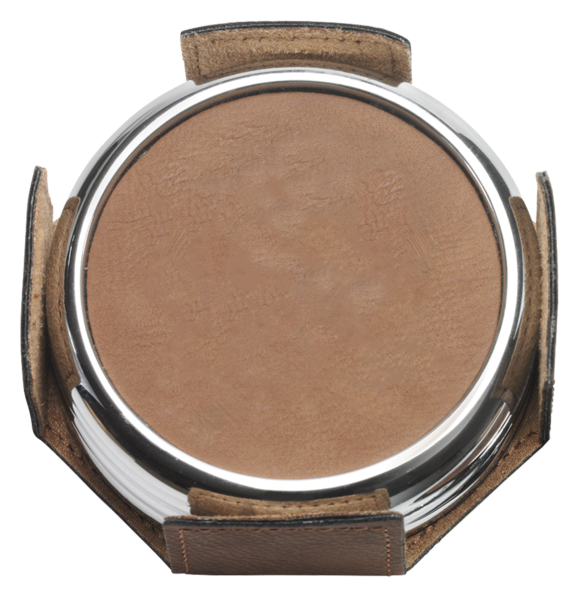 Coaster Set Rawhide & Metal 80mm