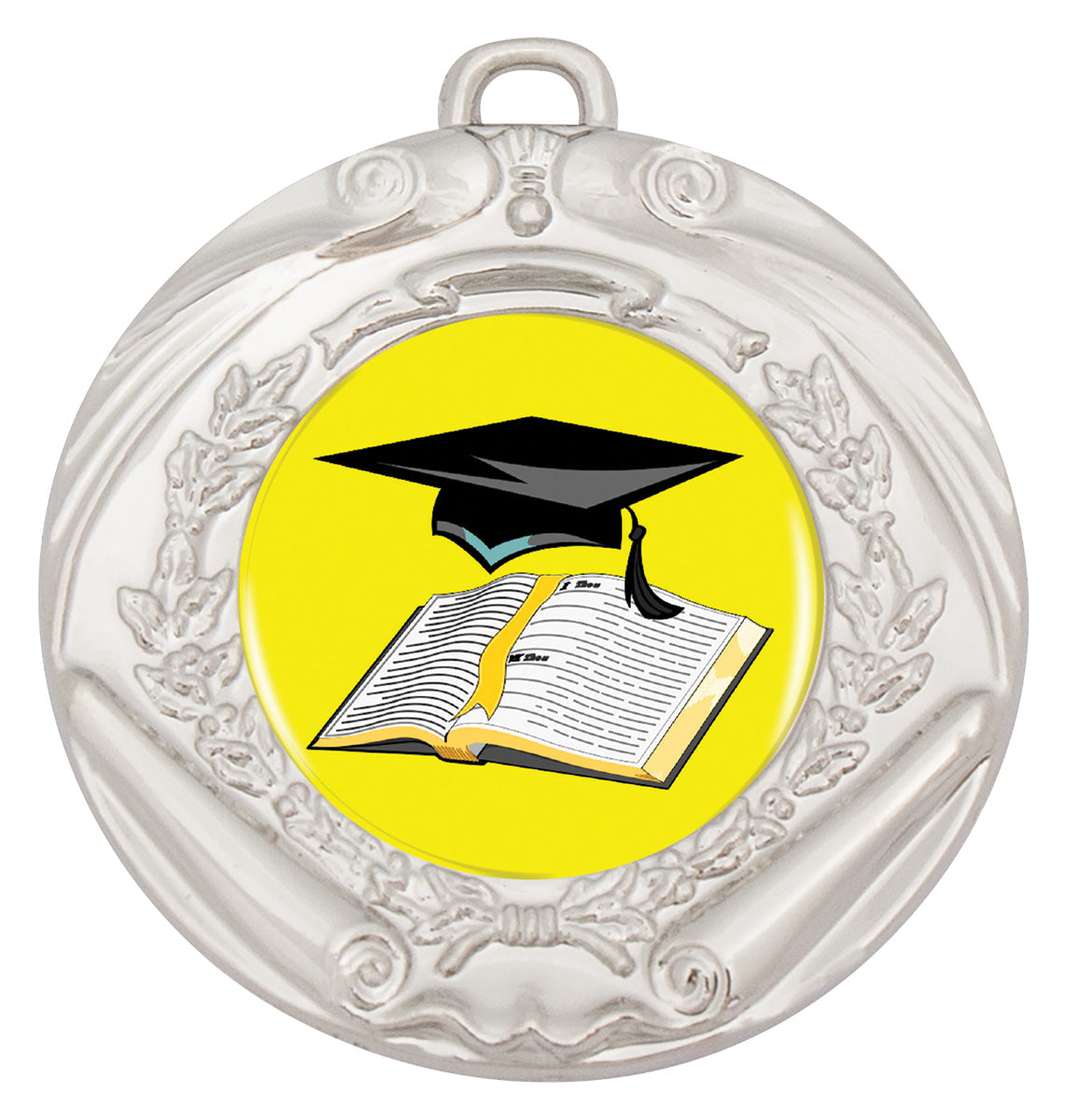 Scroll Medal Shiny Silver