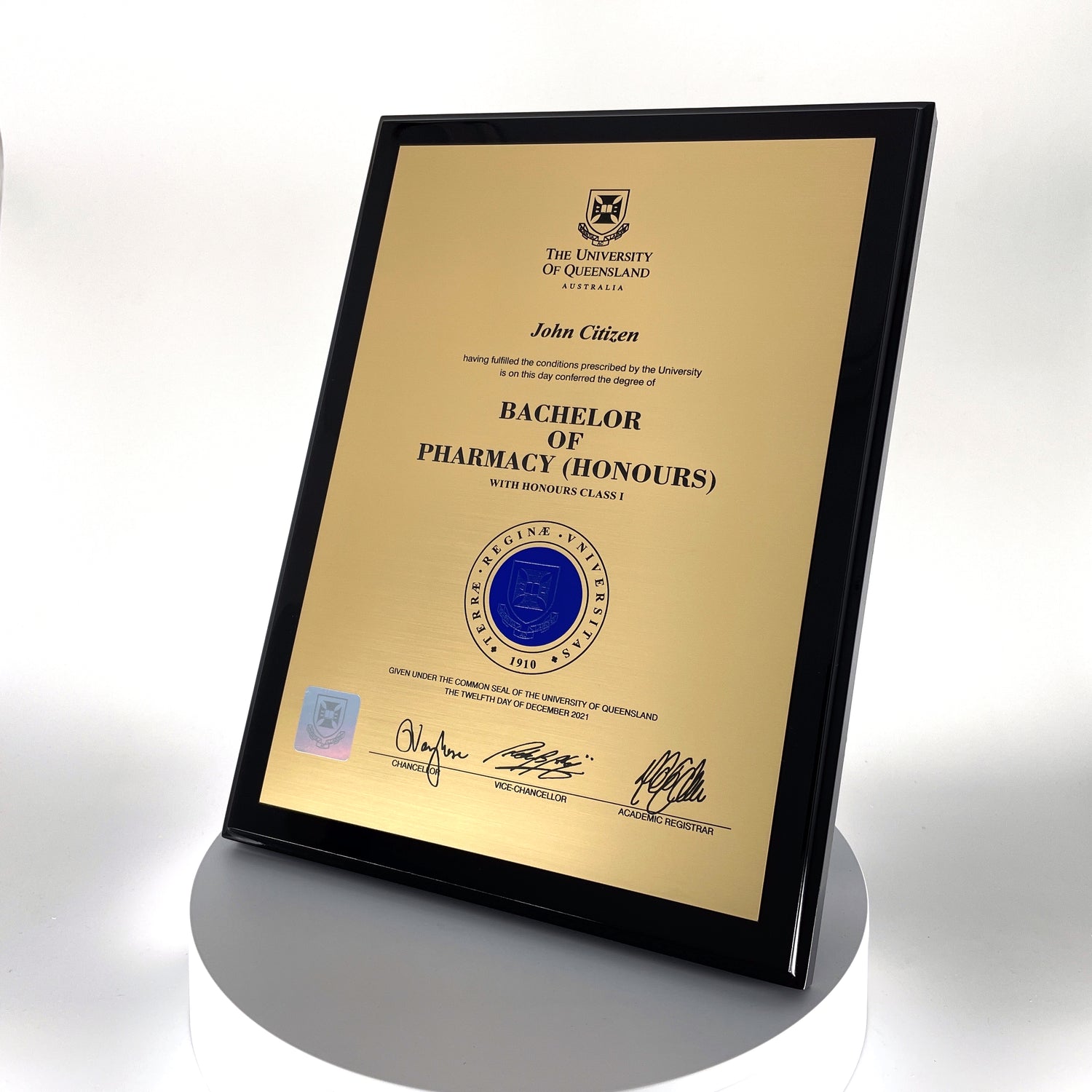 Black Timber Plaque University Plaques