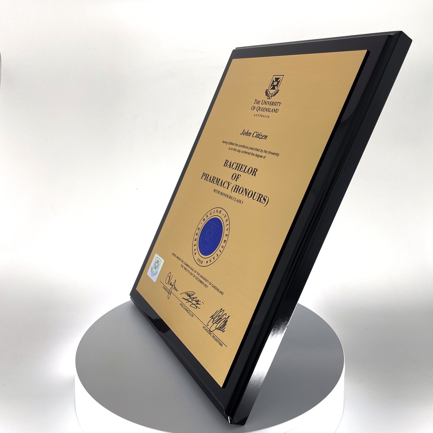 Black Timber Plaque University Plaques