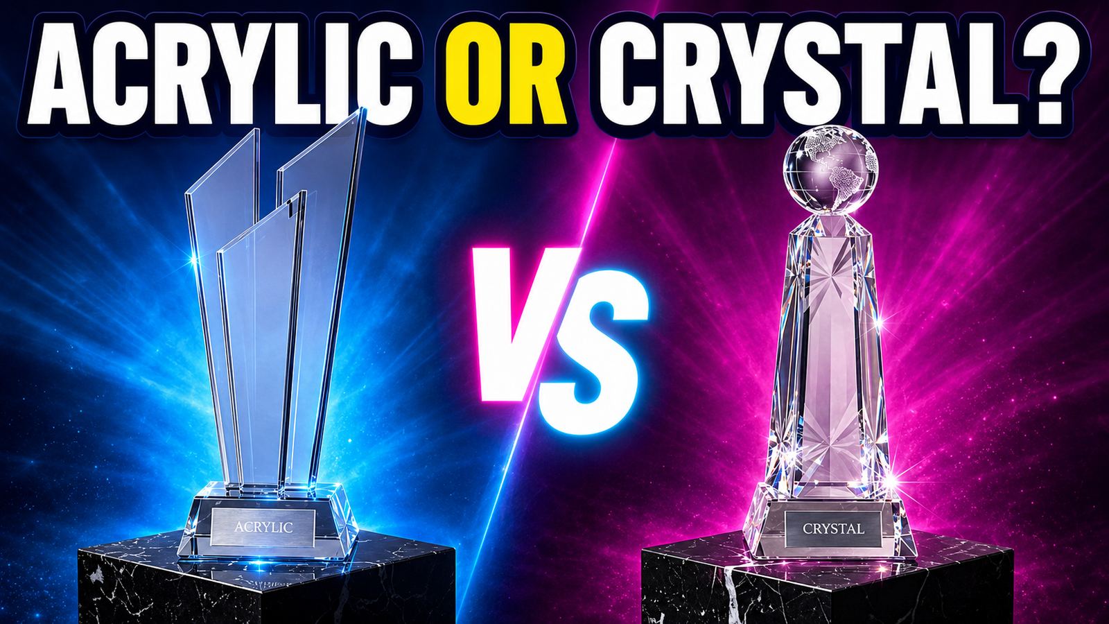 Comparison of custom acrylic and crystal awards by Select Awards