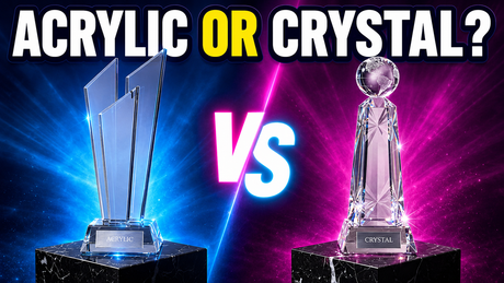 Comparison of custom acrylic and crystal awards by Select Awards