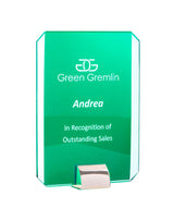 Rectangle Green Glass/Silver Stand