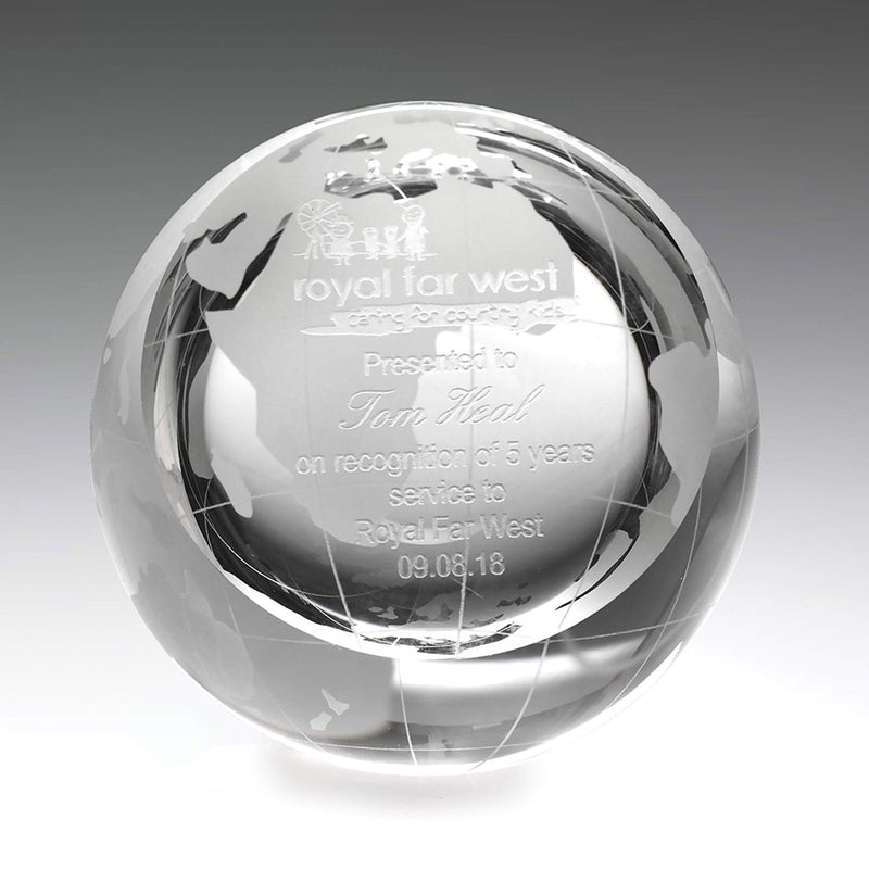 Globe Paperweight Crystal Globe Paperweight 75mm