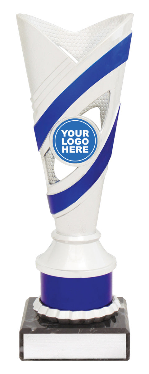 Curve Cups - Silver / Blue 200mm