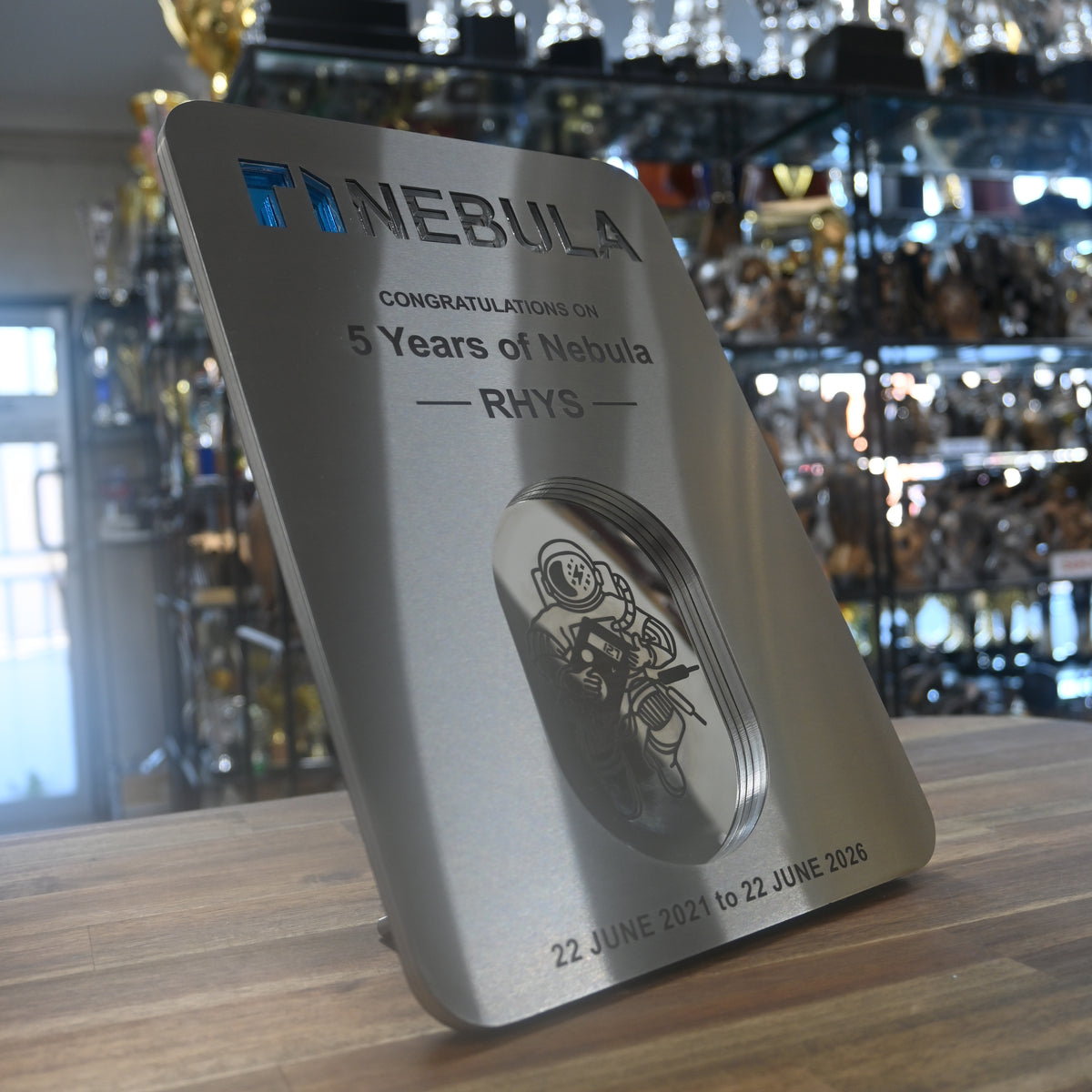 Custom Stainless Steel & Aluminium Plaque – Nebula