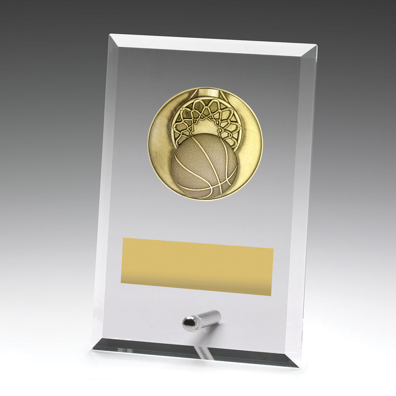 Glass Plaques - Basketball Glass Plaque Basketball 150mm