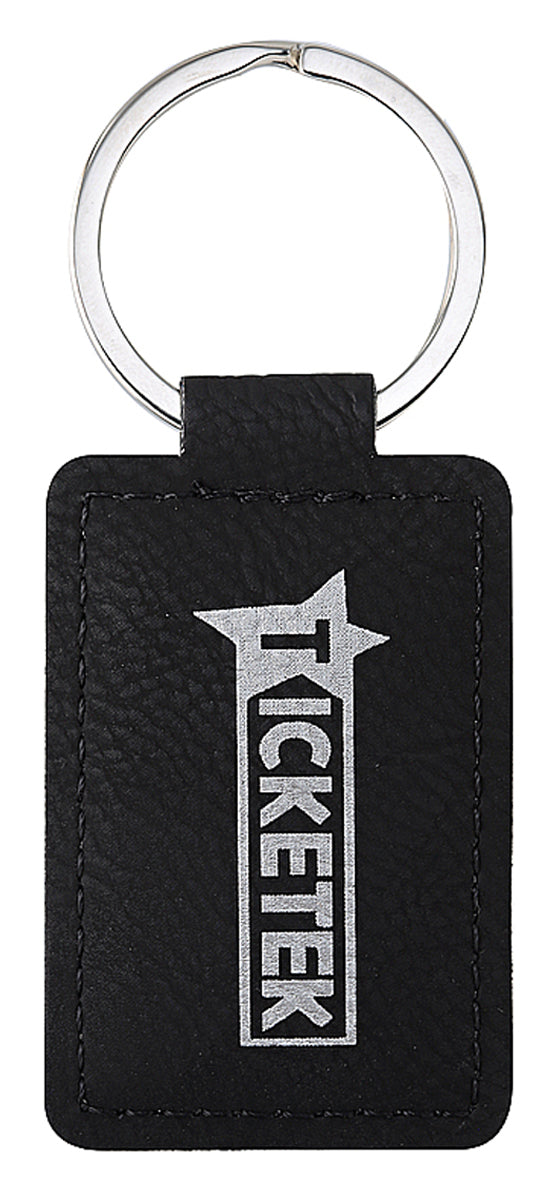 Leatherette Keychain Leatherette Keychain Circle - Black / Silver