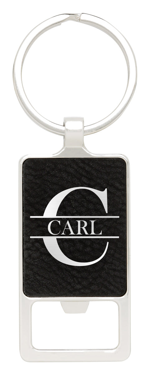 Leatherette Keychain - Bottle Opener Black Leatherette Keychain - Bottle Opener