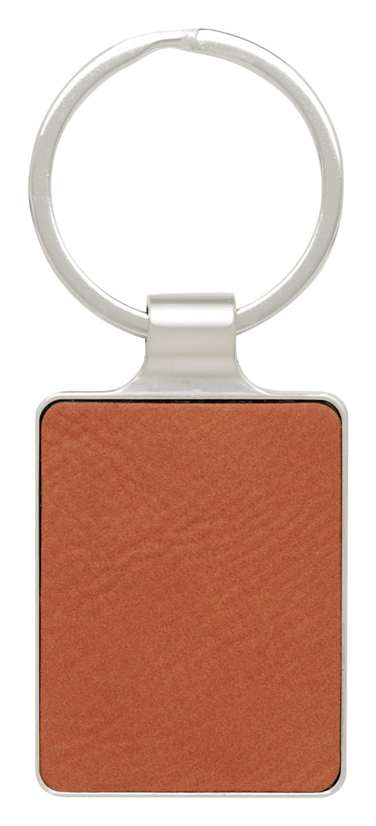 Leatherette Keychain - Rawhide with Chrome Leatherette Keychain - Rawhide with Chrome