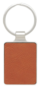 Leatherette Keychain - Rawhide with Chrome 50mm