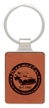 Leatherette Keychain - Rawhide with Chrome 50mm