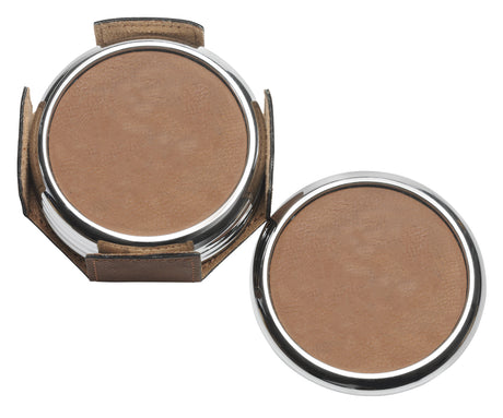 Coaster Set Rawhide & Metal 80mm