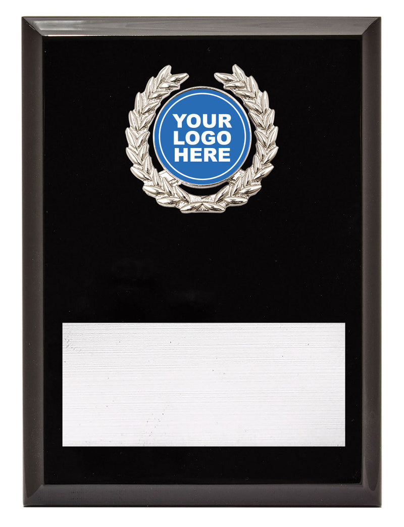 Laurel Plaque - Silver Black Gloss Logo Plaque 150mm
