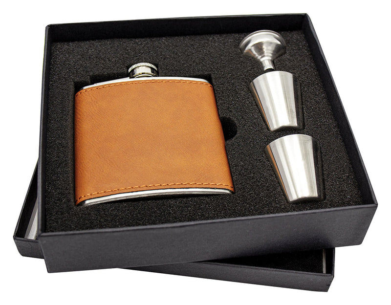 Flask with Rawhide Leatherette 6oz