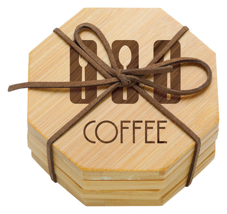 Bamboo Coaster Set - Octagon 90mm