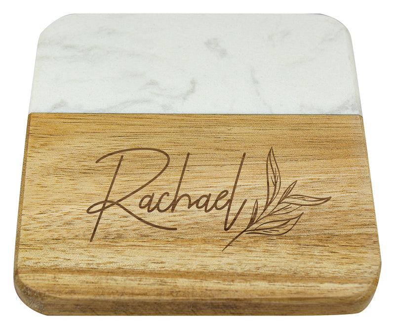 Acacia & Marble Coaster 100mm