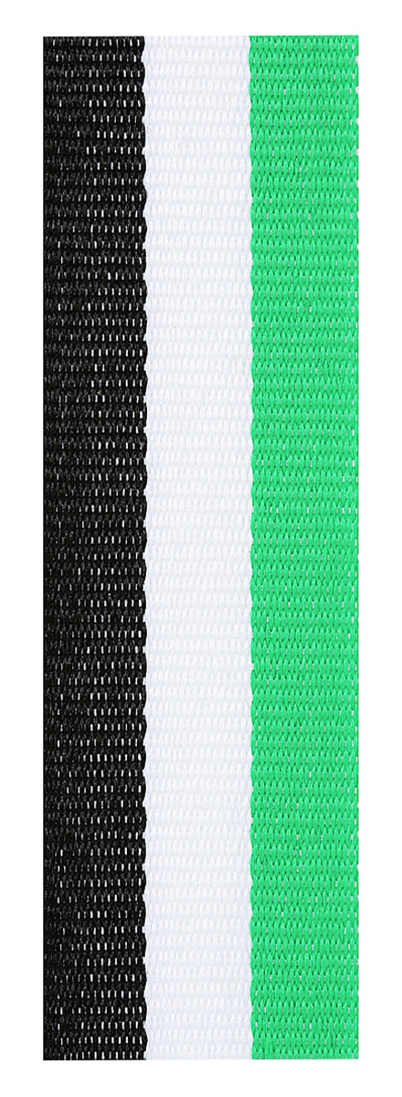 Green / White / Black Ribbon 800 x 23mm / Green / White / Black