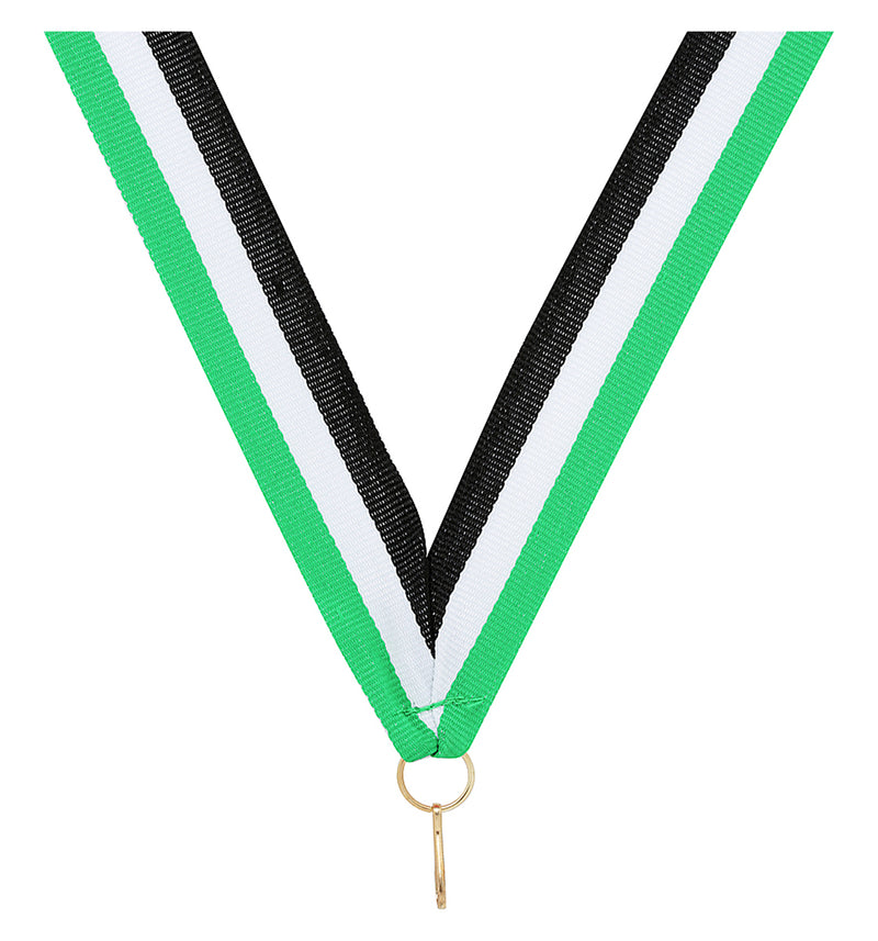 Green / White / Black Ribbon 800 x 23mm / Green / White / Black