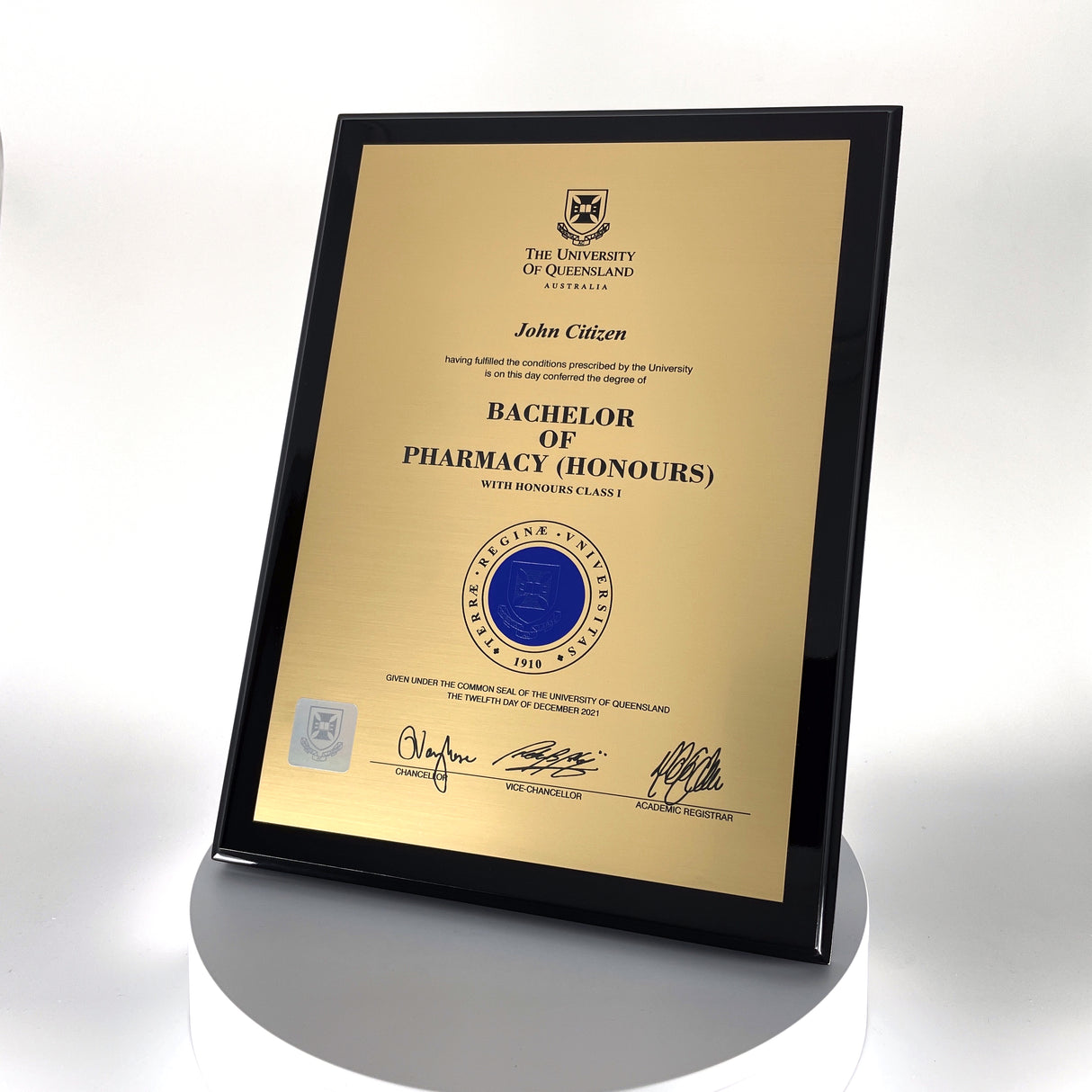 Black Timber Plaque University Plaques