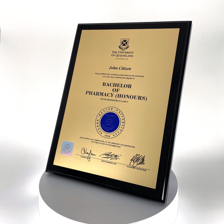 Black Timber Plaque University Plaques