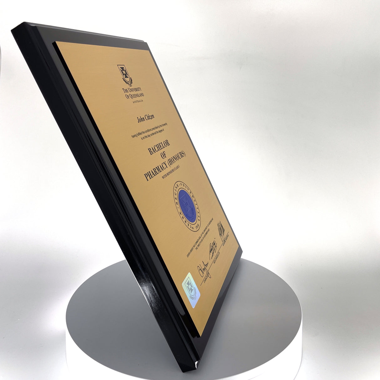 Black Timber Plaque University Plaques