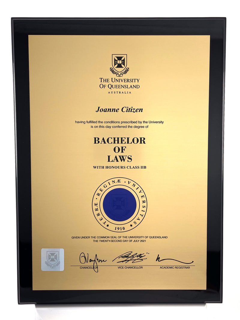 Black Timber Plaque University Plaques