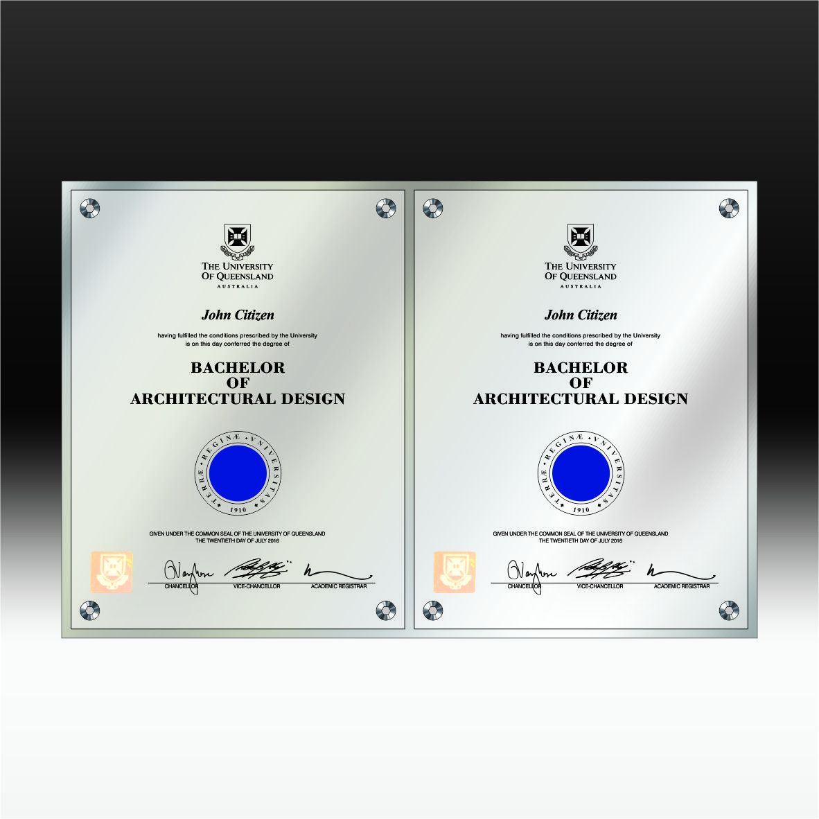 Double - Raised Shadow Plaque University Plaques