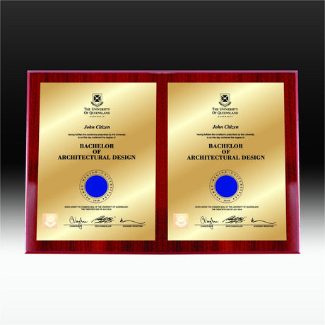Double - Rosewood Timber Plaque University Plaques