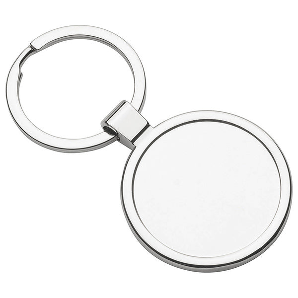 Shiny Metal Keychain with Split Ring.  Presented in Black 2 Part Gift Box Evaton